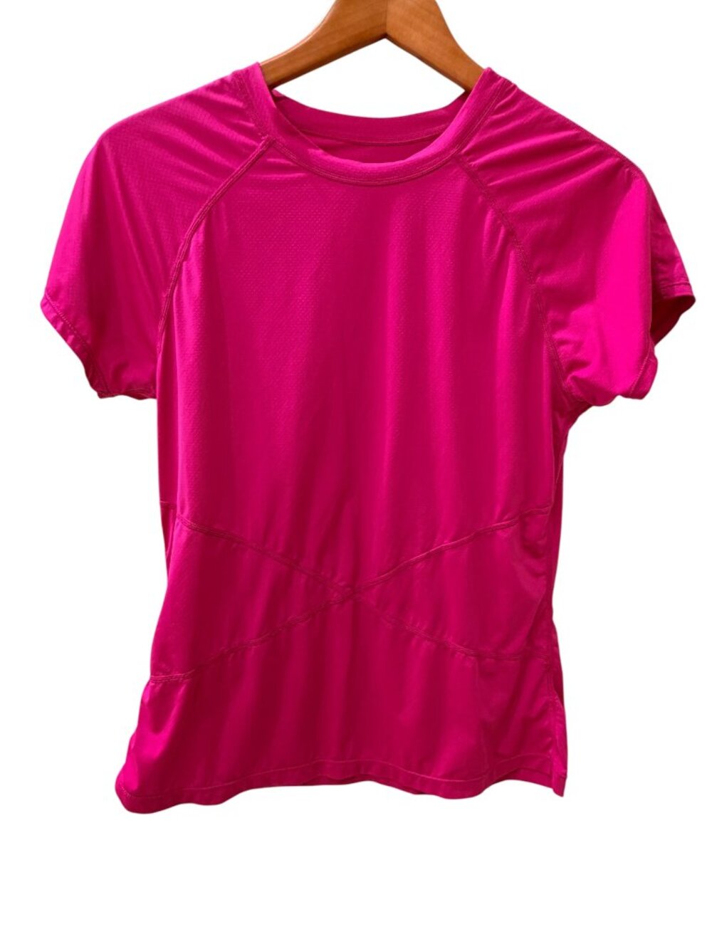 Fitted Pink Performance Running Shirt, Size Medium
